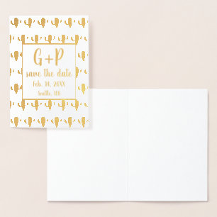 Modern Cactus Illustration Pattern Save The Date Foil Card