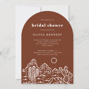 Modern Cactus Line Art Desert Bridal Shower Invitation