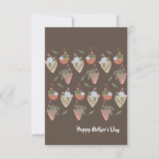 Modern Cactus Plants Fern Flower Floral Greenery Card (Front)