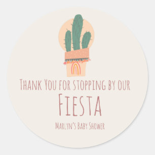 Modern Cactus Potted Plant Rainbow Bridal Baby  Classic Round Sticker