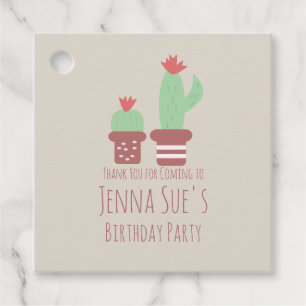 Modern Cactus Potted Plants Birthday Party  Favour Tags
