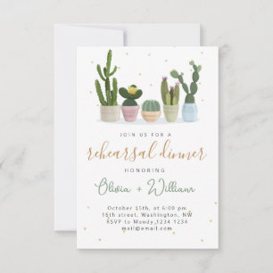 Modern Cactus Rehearsal Dinner Invitation