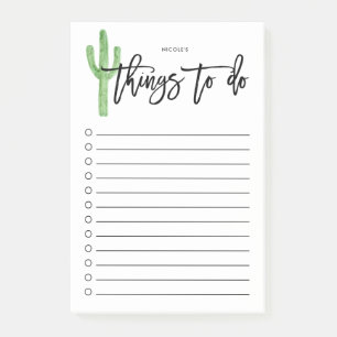 Modern Cactus Script Personalized To Do List Post-it Notes