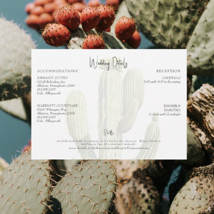 Modern Cactus Tropical Wedding Details Invitation