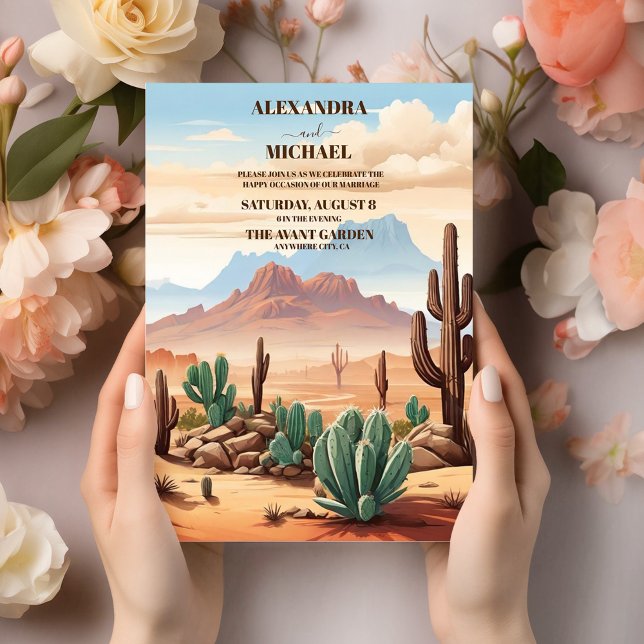 Modern Cactus Wedding Invitation (Creator Uploaded)