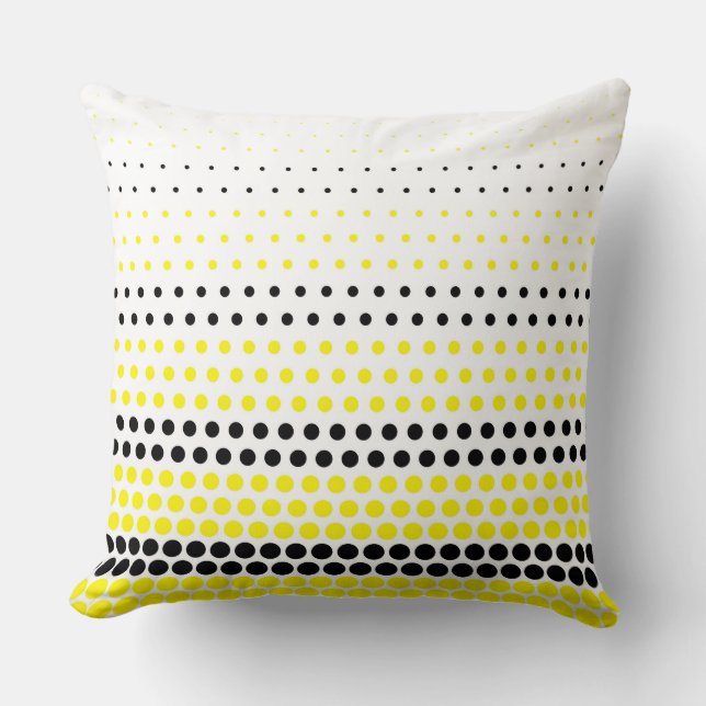 Modern Cadmium Yellow and Black Polka Dot Cushion (Front)