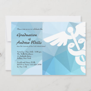 Modern Caduceus Graduation Invitation