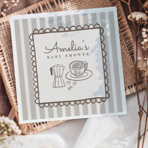 Modern Cafe Bebe Hand-Drawn Baby Shower Napkin