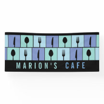 Modern Cafe Restaurant Food Utensils Custom Banner