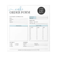 Modern Cake Cupcake Bakery Blue Order Form