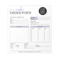Modern Cake Cupcake Bakery Purple Order Form