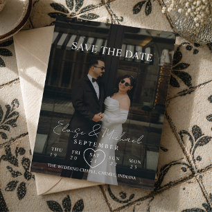 Modern Calendar Style Photo Save The Date Invitation