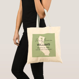 Modern California Map Personalised Family Reunion  Tote Bag