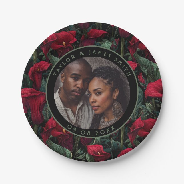 Modern Calle Lilies Plates For Bachelor Party (Front)