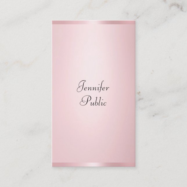 Modern Calligraphed Elegant Rose Gold Template Business Card (Front)