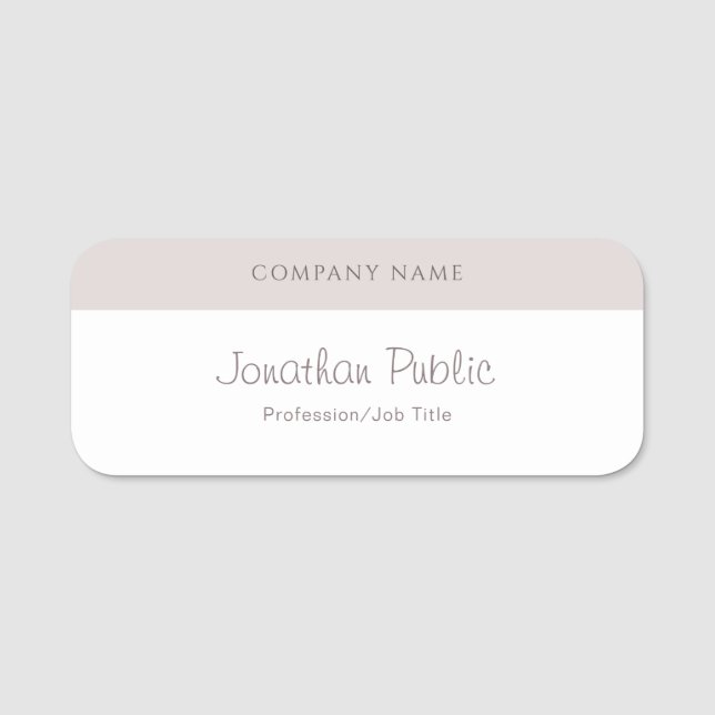 Modern Calligraphed Script Name Template Elegant Tag (Front)