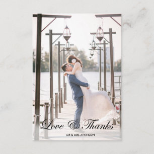 Modern Calligraphic 2 Photo Wedding Thank You Card