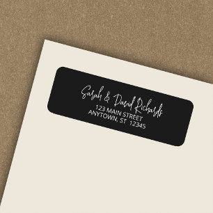 Modern Calligraphic Black Noir Return Address