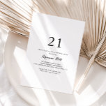 Modern Calligraphy 21st Birthday Party Invitation<br><div class="desc">This modern calligraphy 21st birthday party invitation is perfect for a rustic event. The simple and elegant design features classic and fancy script typography in black and white.</div>