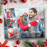 Modern Calligraphy 4 Photo Collage Holiday Postcard<br><div class="desc">Modern Calligraphy Script 4 Photo Couple Collage Happy Holidays Postcard</div>