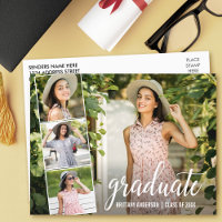 Modern Calligraphy 4 Photo Graduation Announcement