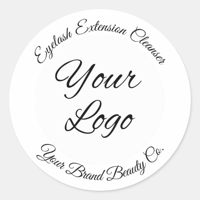 Modern Calligraphy Add Your Logo Lash Cleanser Classic Round Sticker (Front)