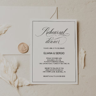 Modern Calligraphy and Simple Rehearsal Dinner Invitation
