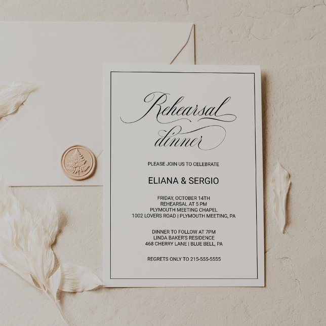 Modern Calligraphy and Simple Rehearsal Dinner Invitation (Creator Uploaded)