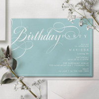 Modern Calligraphy | Aqua Blue Turquoise Birthday