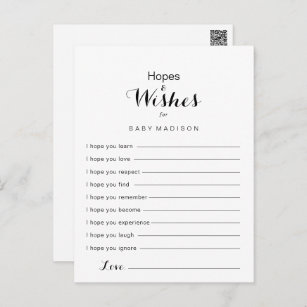 Modern Calligraphy Baby Shower Hopes & Wishes Card
