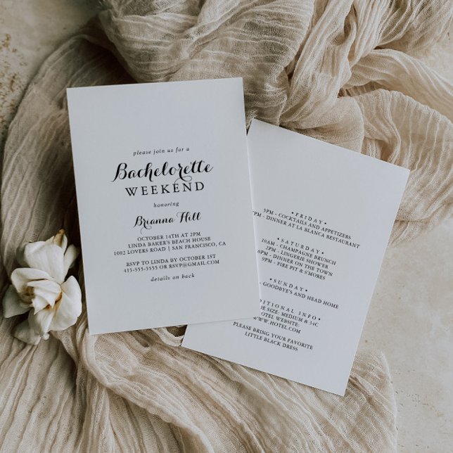 Modern Calligraphy Bachelorette Weekend Invitation (Creator Uploaded)