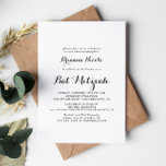 Modern Calligraphy Bat Mitzvah Invitation<br><div class="desc">This modern calligraphy bat mitzvah invitation is perfect for a rustic bat mitzvah. The simple and elegant design features classic and fancy script typography in black and white.</div>