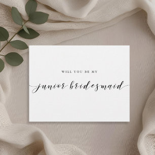 Modern Calligraphy Be My Junior Bridesmaid Invitation Postcard