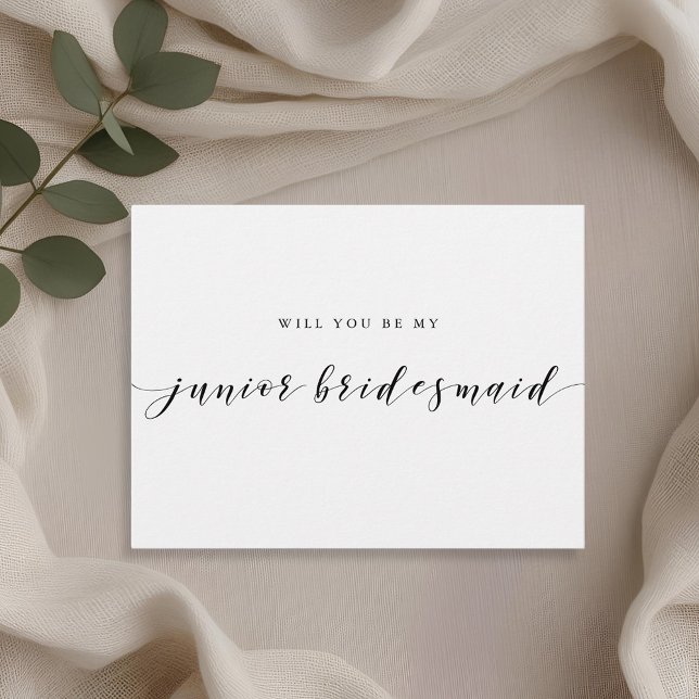 Modern Calligraphy Be My Junior Bridesmaid Invitation Postcard (Creator Uploaded)