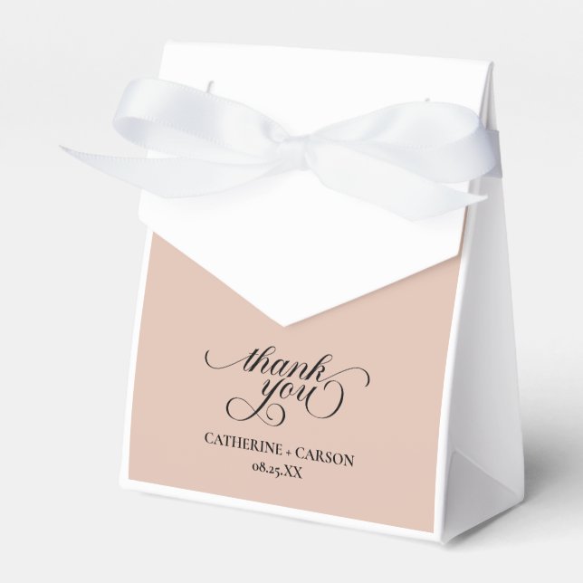 Modern Calligraphy Beige Wedding Favour Box (Front Side)