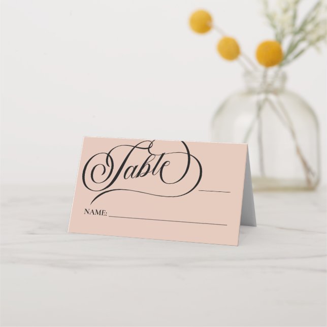Modern Calligraphy Beige Wedding Place Card (Front)