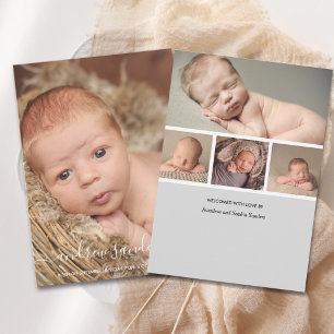 Modern Calligraphy Birth of a Baby Boy Announcement