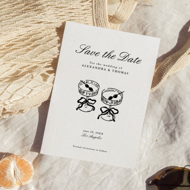 Modern Calligraphy Black and White Save the Date Invitation (Creator Uploaded)