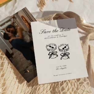 Modern Calligraphy Black and White Save the Date Invitation