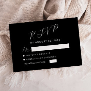 Modern Calligraphy Black and White Wedding RSVP Card