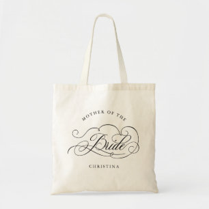 Modern calligraphy black Mother of the Bride Tote Bag