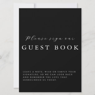 Modern Calligraphy Black Wedding Guestbook Sign Card