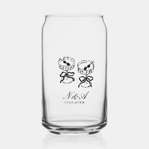 Modern Calligraphy Black & White Wedding  Can Glass