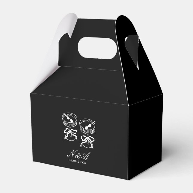 Modern Calligraphy Black & White Wedding Favour Box (Front Side)