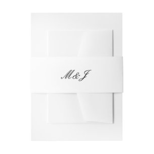 Modern Calligraphy Black & White Wedding Invitation Belly Band