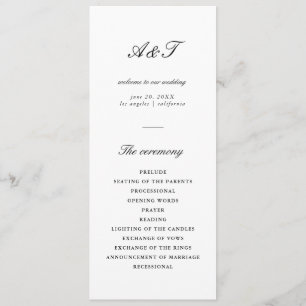 Modern Calligraphy Black & White Wedding Programme