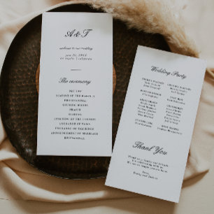 Modern Calligraphy Black & White Wedding Programme
