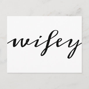 Modern Calligraphy Black Wifey Script Postcard