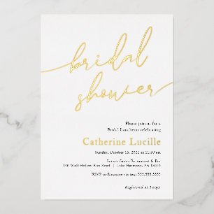 Modern Calligraphy Bridal Shower Foil Invitation