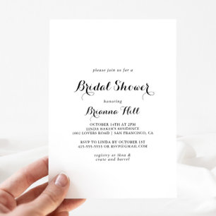 Modern Calligraphy Bridal Shower Invitation